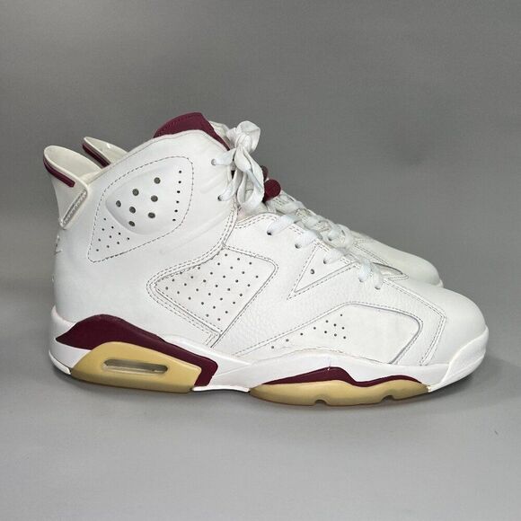 Jordan 6 Retro Maroon 2015 Shoes Men's Size 13 White Leather Air Jordan Sneakers